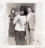 Photograph of Elayne and Lou LaPorta and their godson David Alan on his baptism day, Henderson, Nevada, 1948