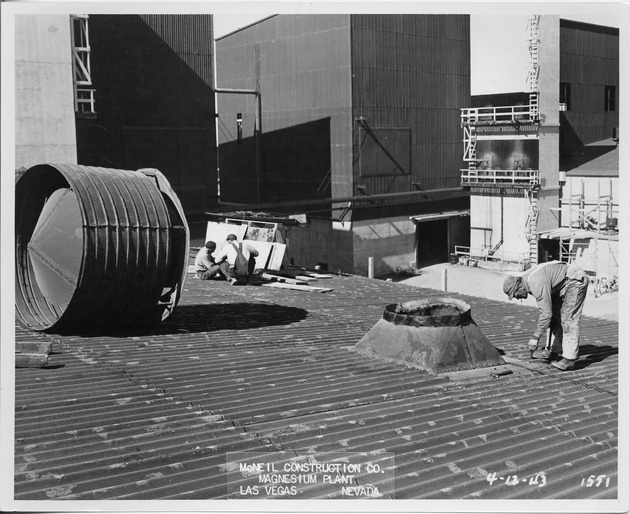 Photograph of an electrolysis building under construction