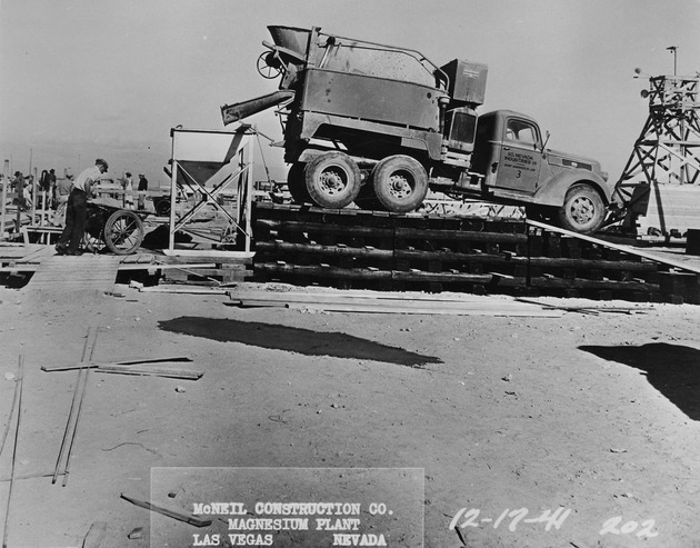 Photograph of a truck at Basic Magnesium, Inc. plant construction site