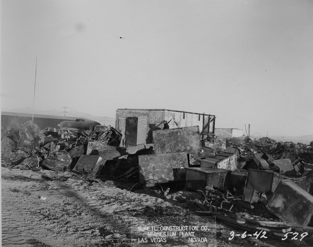Photograph of the fire that consumed the Basic Magnesium, Inc.administration offices