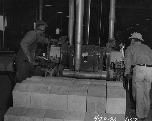 Photograph of a brick grinder at Basic Magnesium, Inc.