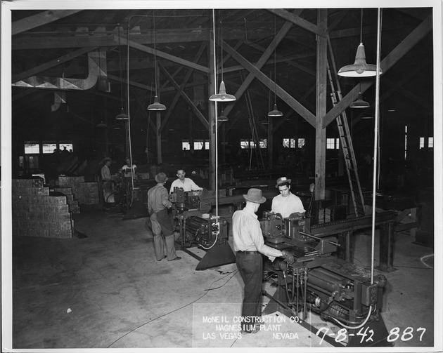 Photograph of men and machinery at Basic Magnesium, Inc.