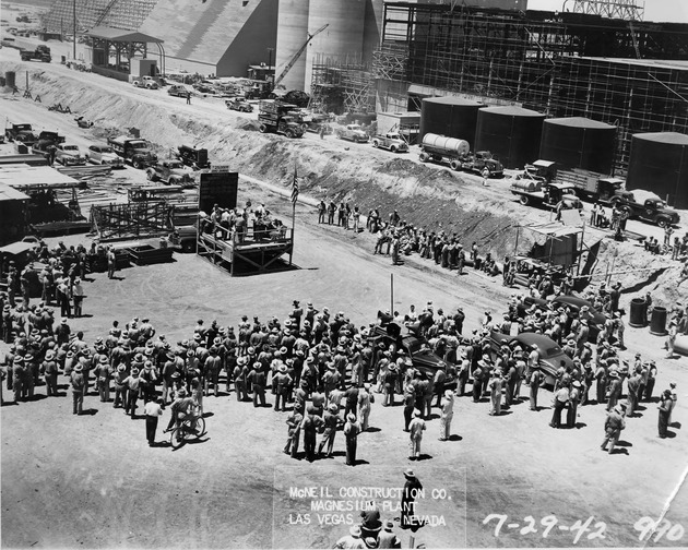 Photograph of a war bond drawing at Basic Magnesium, Inc.