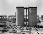 Aerial photograph of the magnesium oxide silos at Basic Magnesium, Inc.