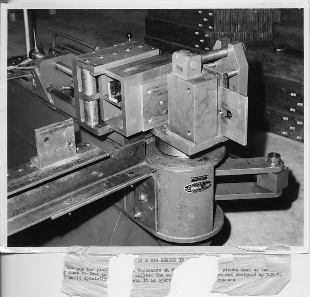 Photograph of a bus bar bender at Basic Magnesium, Inc.