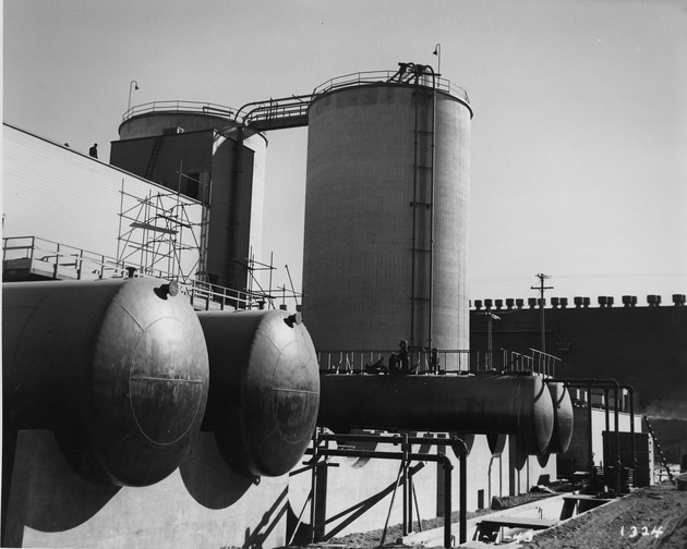 Photograph of storage tanks and silos at Basic Magnesium, Inc.