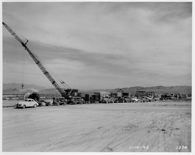 Photograph of a crane and vehicles at Basic Magnesium, Inc.