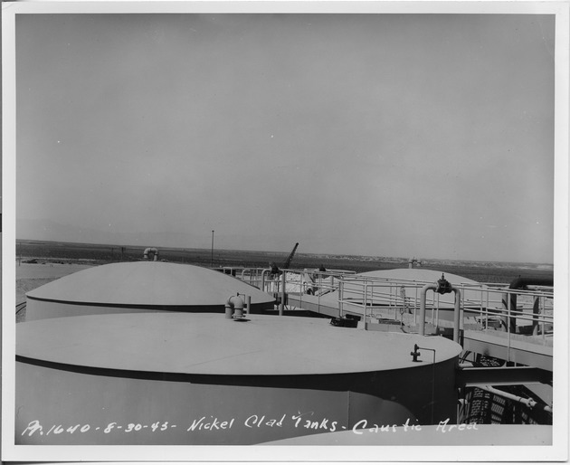 Photograph of caustic tanks at Basic Magnesium, Inc.