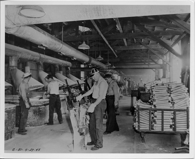 Photograph of ingot production at Basic Magnesium, Inc.