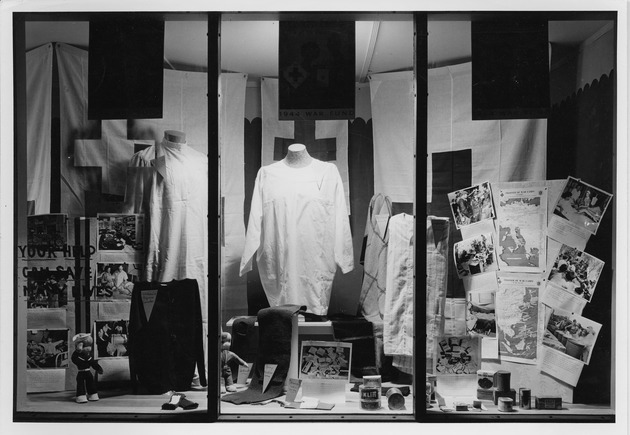Photograph of a Red Cross display in a department store window