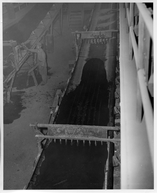 Photograph of a conveyor belt for peatless mix at Basic Magnesium, Inc.
