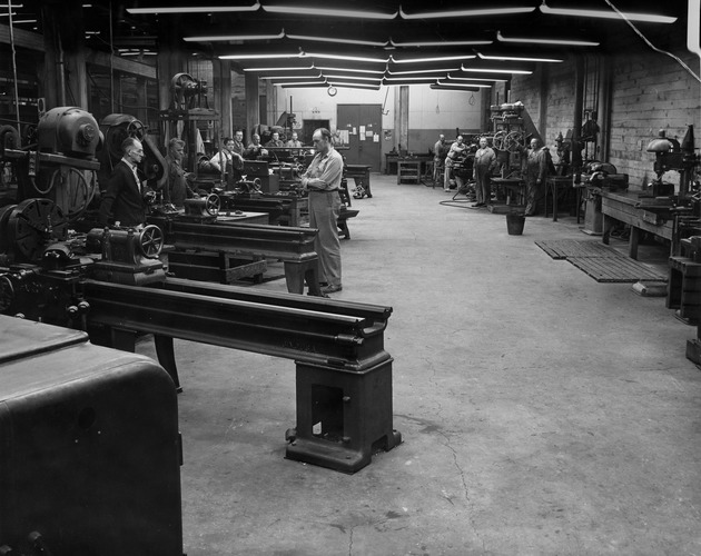 Photograph of the machine shop at Basic Magnesium, Inc.