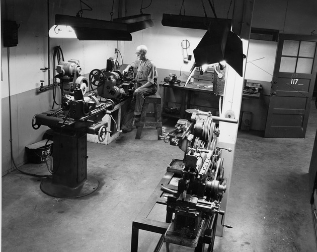 Photograph of the machine shop at Basic Magnesium, Inc.