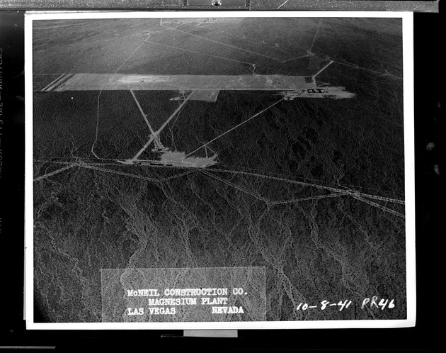 Aerial photograph of the Basic Magnesium, Inc. plant site under construction