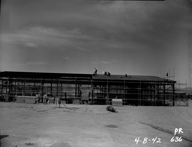 Photograph of a metal unit under construction at Basic Magnesium, Inc.