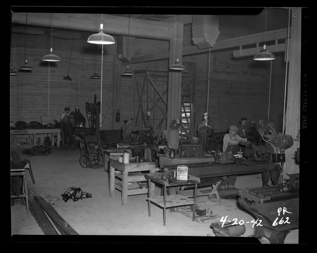 Photograph of the machine shop at Basic Magnesium, Inc.