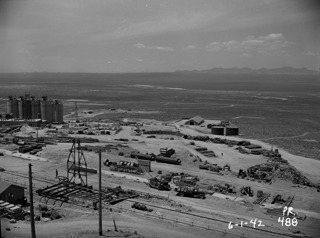 Aerial photograph of the Basic Magnesium, Inc. plant under construction in Gabbs, Nevada