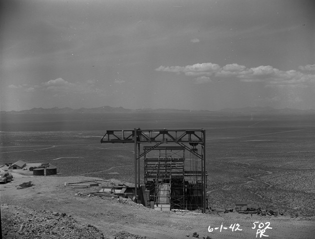 Photograph of a mining head frame at Basic Magnesium, Inc.