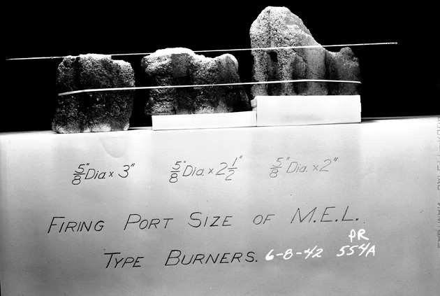 Photograph of firing port size of M.E.L. type burners