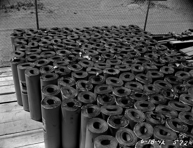 Photograph of a damaged roofing material at Basic Magnesium, Inc.