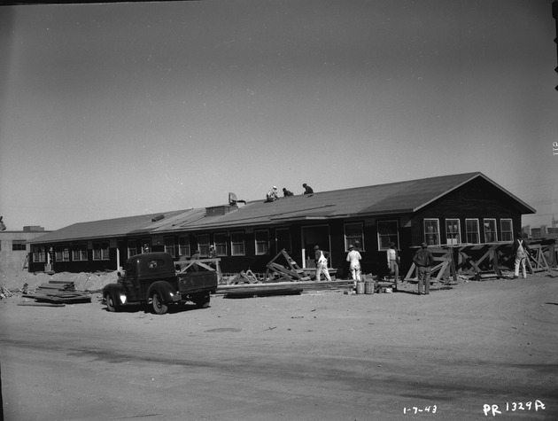 Photograph of a school under construction at Basic Magnesium, Inc.