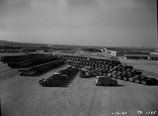 Photograph of cars and trucks at Basic Magnesium, Inc.