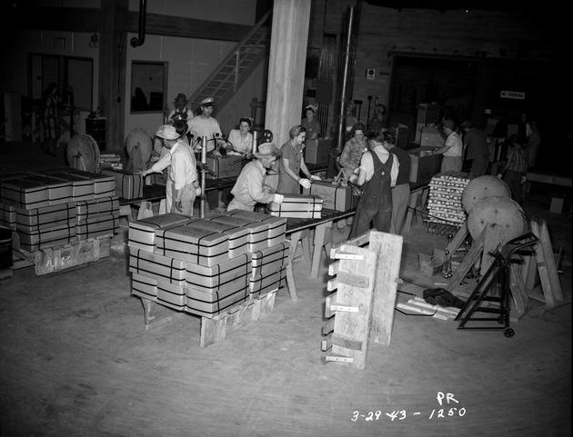 Photograph of the shipping room at the Basic Magnesium, Inc. refinery