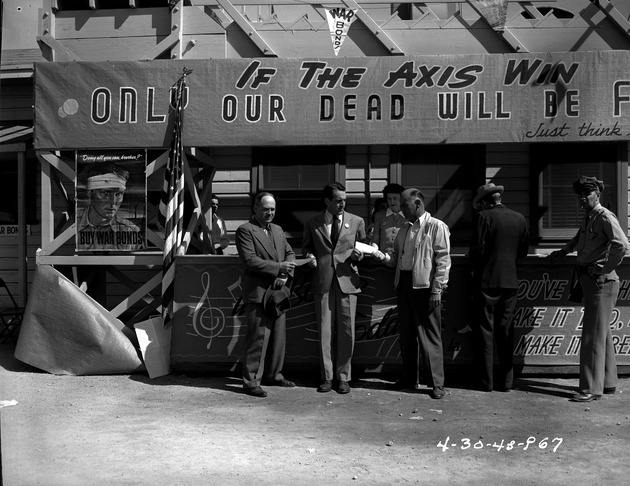 Photograph of war bond sales at Basic Magnesium, Inc.