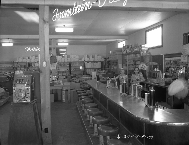 Photograph of a drugstore fountain counter at the Basic Magnesium, Inc.townsite