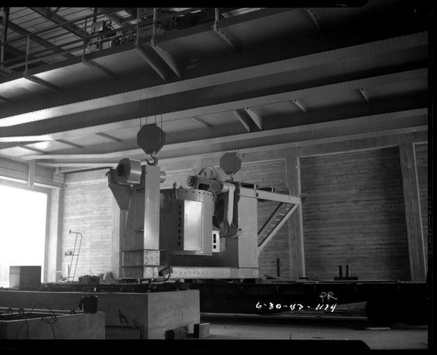Photograph of a crucible tilter at Basic Magnesium, Inc.