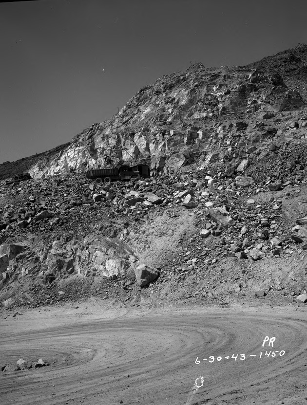 Photograph of trucks at the Gabbs mines