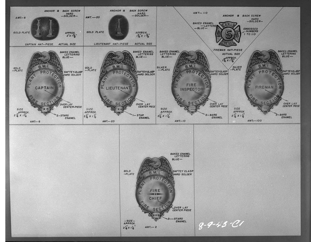 Photograph of the Basic Magnesium, Inc. plant protection badges