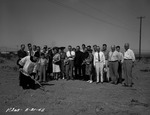 Photograph of a ground breaking for the Catholic Church at the Basic Magnesium, Inc. townsite