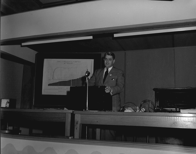 Photograph of a safety meeting at Basic Magnesium, Inc.