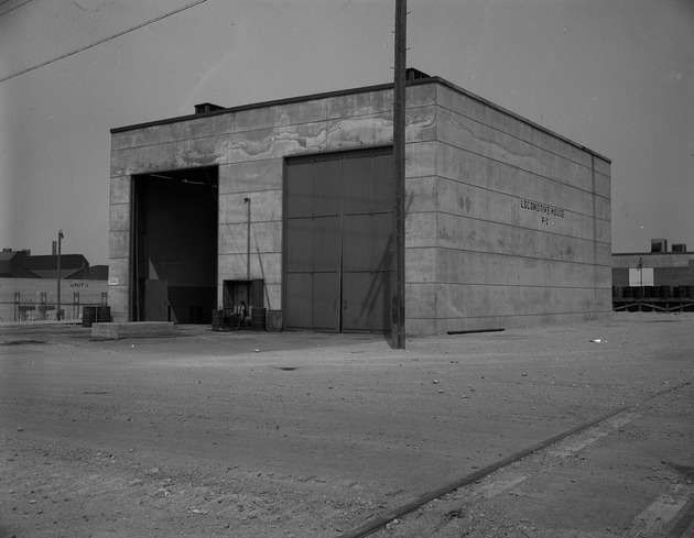 Photograph of the locomotive house at Basic Magnesium, Inc.