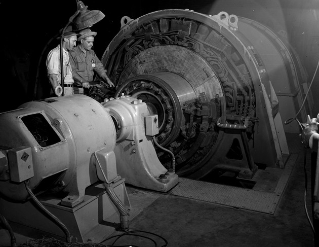 Photograph of a cleaning commutator at Basic Magnesium, Inc.