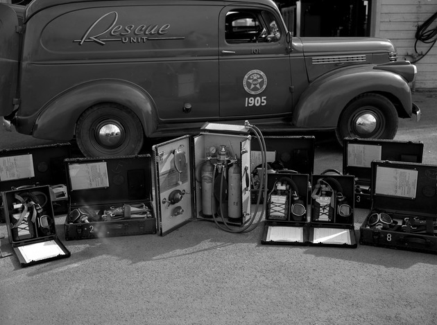 Photograph of the fire department rescue unit supplies at Basic Magnesium, Inc.