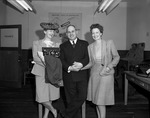 Photograph of Hedda Hopper, F.O. Case, and Ruth Lusch at Basic Magnesium, Inc.