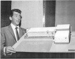 Photograph of Dean Martin and the Rose de Lima Hospital addition, 1960