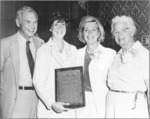 Photograph of a plaque of appreciation awarded to Hank and Barbara Greenspun, 1987