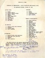 Townsite House - Inventory of Furnishings,  October 10, 1942