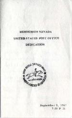 Henderson post office dedication program, September 9, 1967
