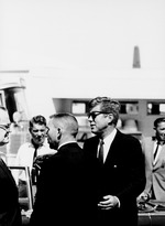 Photograph of President John F. Kennedy getting ready to travel to the Las Vegas Convention Center, September 28, 1963
