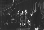 Photograph of President John F. Kennedy on stage at the Las Vegas Convention Center, September 28, 1963