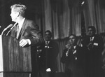 Photograph of President John F. Kennedy speaking at the Las Vegas Convention Center, September 28, 1963