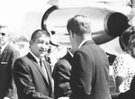 Photograph of Henderson Mayor Pro Tem Wilbur Hardy greets President John F. Kennedy, Henderson, September 28, 1963
