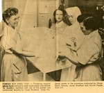 Newspaper clipping showing new surgical glove powder box, September 10, 1958