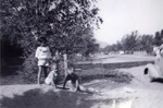 Photograph of children playing in the yard of 63 Wyoming Avenue, in Henderson, circa 1955