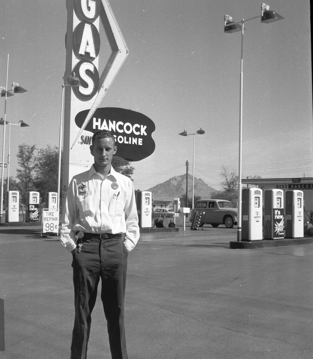 Photograph of Dick's Hancock Service in Pittman, April 24, 1958