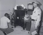 Photograph of a police school crime scene, Henderson, August 1956